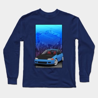 Civic  EG Hatch with B16 Background Long Sleeve T-Shirt